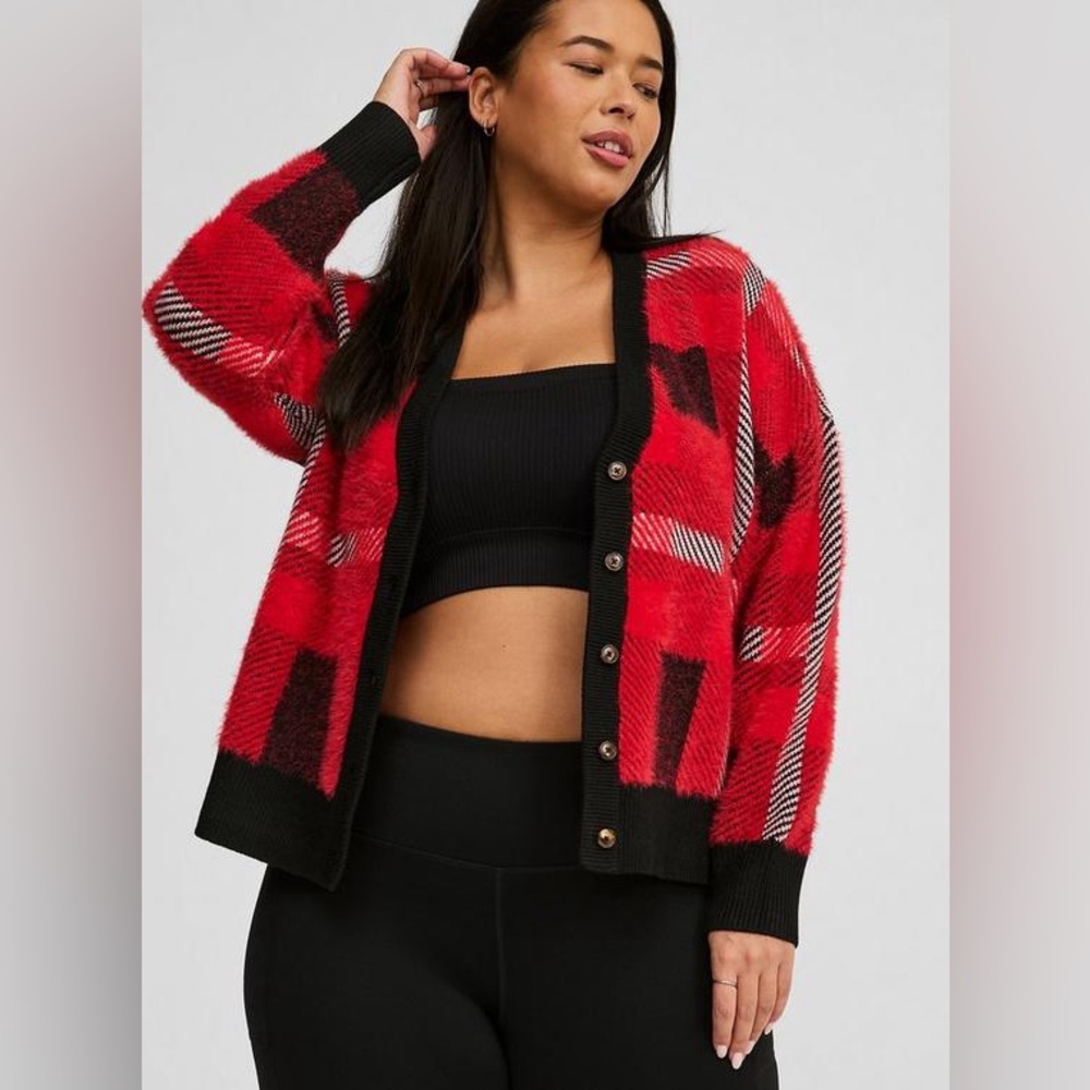 NWT Torrid Luxe Cozy Eyelash Drop Shoulder Cropped Cardigan 3XL
